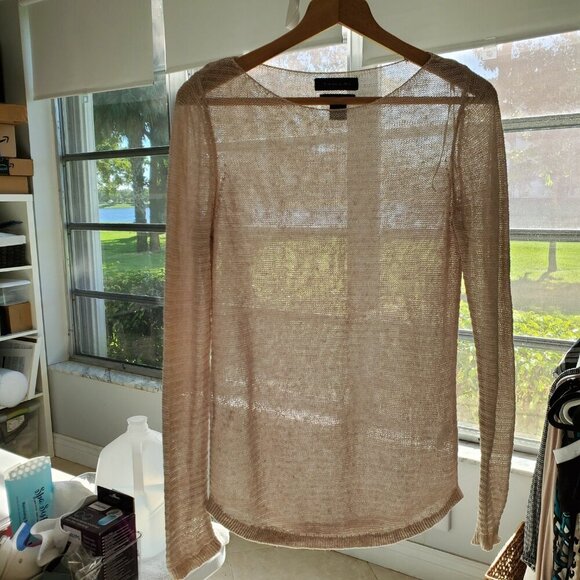 Tahari 100% Linen Open Weave Lightweight Long Sleeve Sweater Size M - Picture 6 of 15